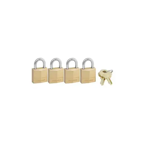 Padlock, Keyed Alike Key, 5/32 in Dia Shackle, Steel Shackle, Brass Body, 3/4 in W Body - pack of 4 Padlock, Keyed Alike Key, 5/32 in Dia Shackle, Steel Shackle, Brass Body, 3/4 in W Body - pack of 4
