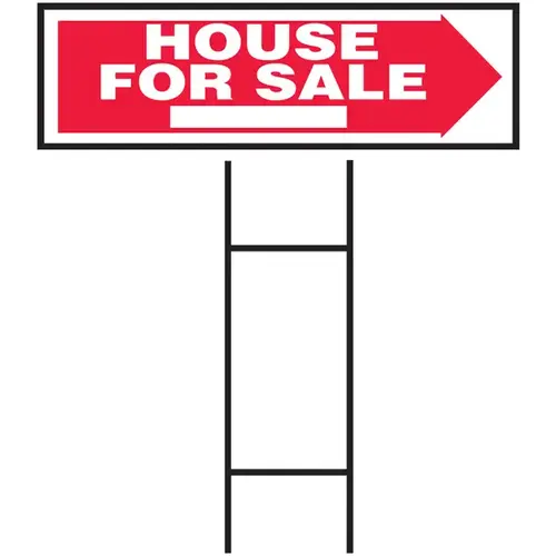 Lawn Sign, House For Sale, White Legend, Plastic, 24 in W x 9-1/2 in H Dimensions Lawn Sign, House For Sale, White Legend, Plastic, 24 in W x 9-1/2 in H Dimensions