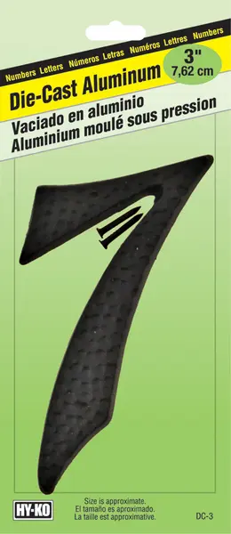 Hy-Ko Numbering Die-Cast Aluminum 3 (#7) - Black 53972