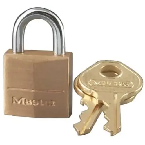 Padlock 120D 3/4" H X 7/16" W X 3/4" L Brass Pin Cylinder Brass Padlock 120D 3/4" H X 7/16" W X 3/4" L Brass Pin Cylinder Brass