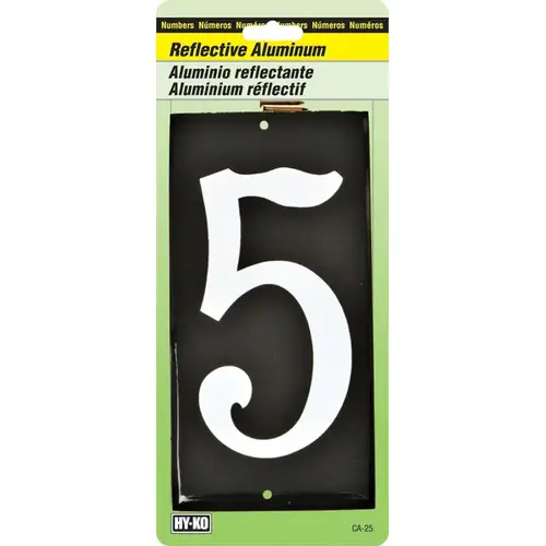 Number 3-1/2" Reflective White Aluminum Nail-On 5 Number 3-1/2" Reflective White Aluminum Nail-On 5