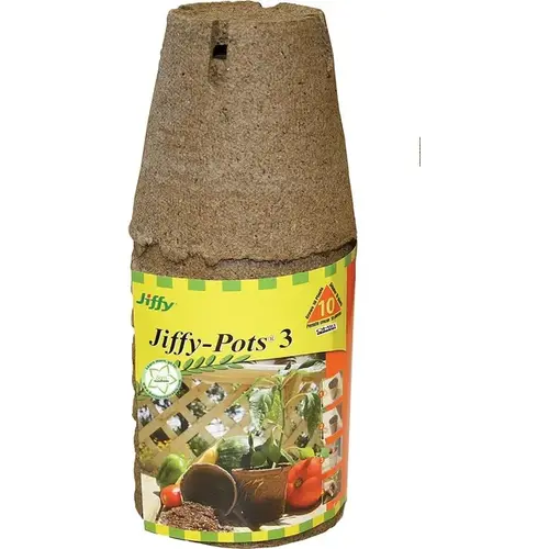 3" Round Seed Starter Pot, Canadian Sphagnum Peat Brown - pack of 10