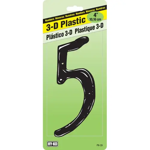 House Number, Character: 5, 4 in H Character, Black Character, Plastic House Number, Character: 5, 4 in H Character, Black Character, Plastic