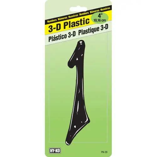 House Number, Character: 1, 4 in H Character, Black Character, Plastic House Number, Character: 1, 4 in H Character, Black Character, Plastic