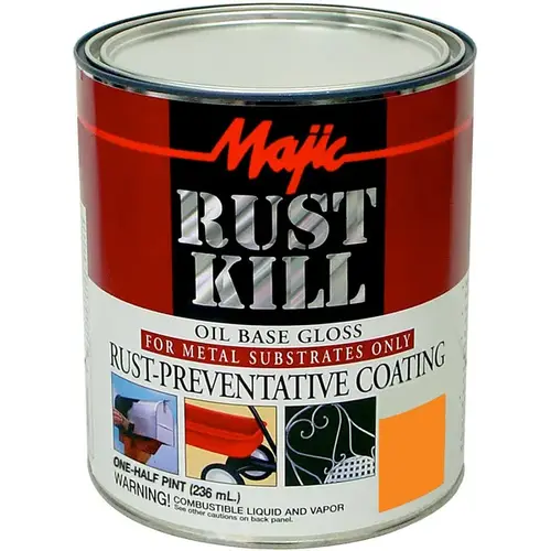 Rust Kill Oil Base Gloss Rust-Preventative Coating Qt - Safety Orange Rust Kill Oil Base Gloss Rust-Preventative Coating Qt - Safety Orange