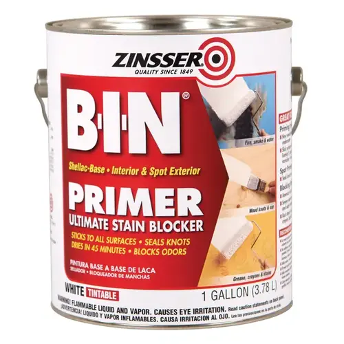 Primer and Sealer B-I-N White Shellac-Based 1 gal White Primer and Sealer B-I-N White Shellac-Based 1 gal White