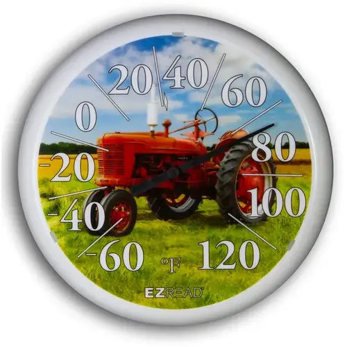 Thermometer Indoor/Outdoor Dial 13.25" Red Tractor Thermometer Indoor/Outdoor Dial 13.25" Red Tractor