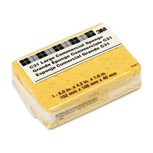 Commercial Sponge, 7-1/2 in L, 4-3/8 in W, 2.06 mil Thick, Cellulose, Yellow Commercial Sponge, 7-1/2 in L, 4-3/8 in W, 2.06 mil Thick, Cellulose, Yellow
