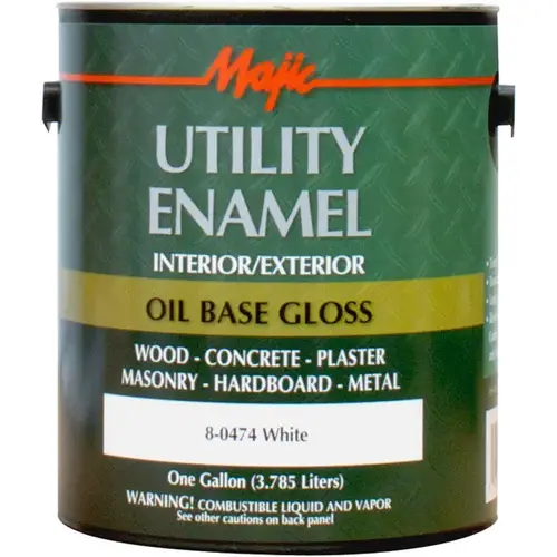 Interior/Exterior Utility Enamel Oil Based White 1 Gallon Gloss Interior/Exterior Utility Enamel Oil Based White 1 Gallon Gloss