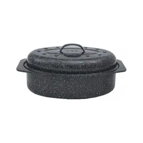 Granite Ware Covered Oval Roaster (Holds up to 5-7 lb Poultry/Roast) Black