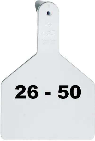Z Tags 1-PC Pre-Numbered Laser Print Cow Tags Numbers from 26 - 50 White 700-2500-703 Z Tags 1-PC Pre-Numbered Laser Print Cow Tags Numbers from 26 - 50 White 700-2500-703