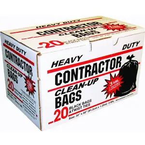 Primrose Plastics 11520 Heavy Duty Contractor Garbage/Refuse Bag, 20-Ct. Black