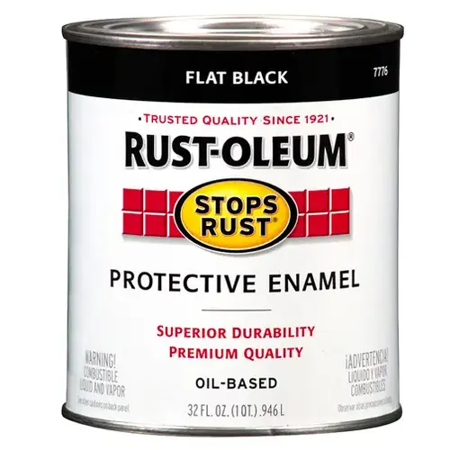 STOPS RUST Protective Enamel, Flat, Black, 1 qt Can - pack of 2 STOPS RUST Protective Enamel, Flat, Black, 1 qt Can - pack of 2