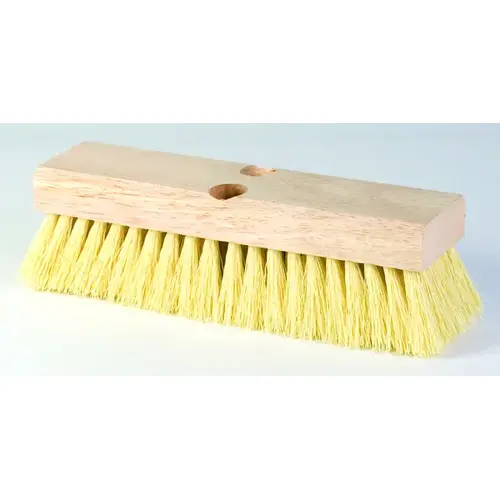 Deck Scrub Brush Tampico Colored Poly Bristles 10" x 2" with Wood Block Head