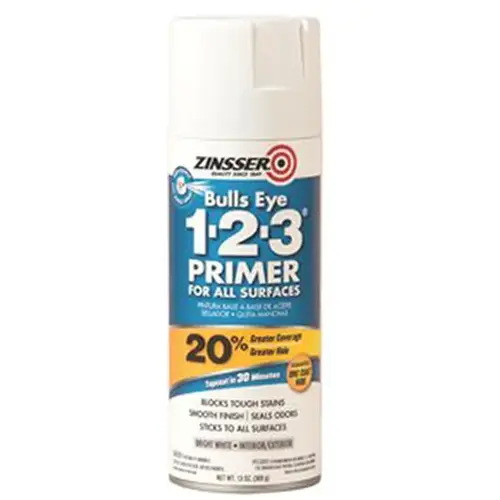 Spray Primer and Sealer Bulls Eye 123 Bright White Smooth Oil-Based Alkyd Resin 13 oz Bright White