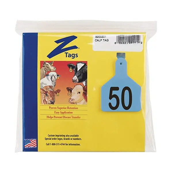 Z Tags 1-PC Pre-Numbered Laser Print Calf Tags Numbers from 26 - 50 Blue 22712301 Z Tags 1-PC Pre-Numbered Laser Print Calf Tags Numbers from 26 - 50 Blue 22712301