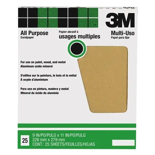 99405 Sandpaper Sheet, 11 in L, 9 in W, Medium, 80 Grit, Aluminum Oxide Abrasive, Paper Backing Tan - pack of 25 99405 Sandpaper Sheet, 11 in L, 9 in W, Medium, 80 Grit, Aluminum Oxide Abrasive, Paper Backing Tan - pack of 25