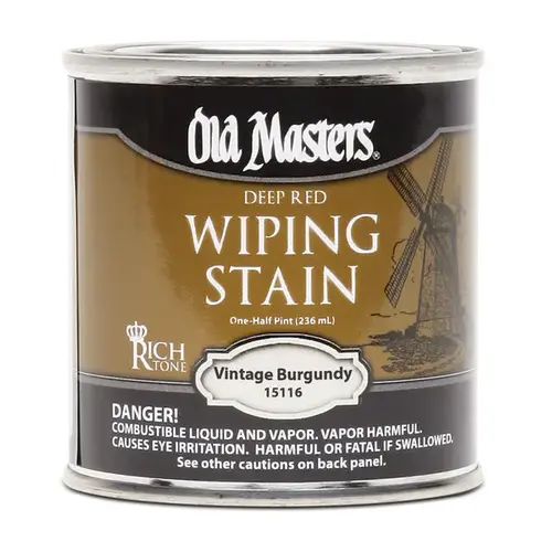 Wiping Stain, Vintage Burgundy, Liquid, 0.5 pt, Can Wiping Stain, Vintage Burgundy, Liquid, 0.5 pt, Can