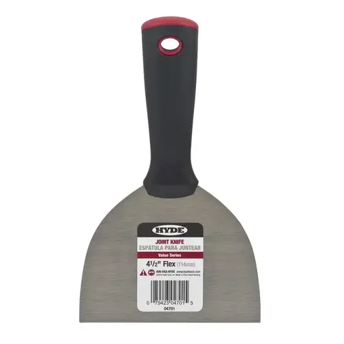 Joint Knife, 4-1/2 in W Blade, Carbon Steel Blade, Flexible Blade, Ergonomic Handle, Polypropylene Handle Black/Silver