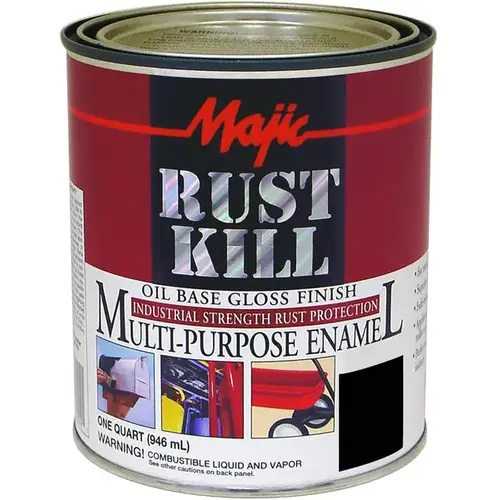 Rustkill Rust-Preventive Coating, Gloss, Black, 1 qt Can Rustkill Rust-Preventive Coating, Gloss, Black, 1 qt Can