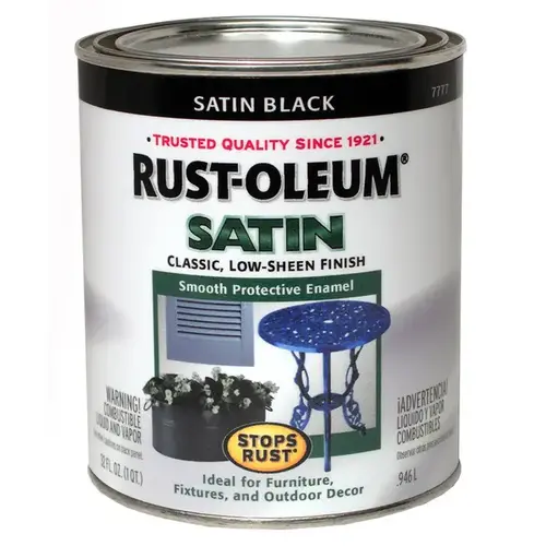 STOPS RUST Satin Enamel, Satin, Black, 1 qt, Can - pack of 2 STOPS RUST Satin Enamel, Satin, Black, 1 qt, Can - pack of 2