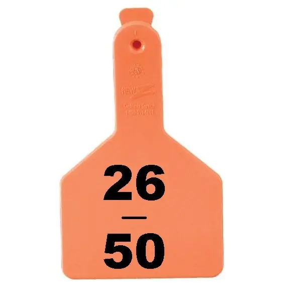 Z Tags 1-PC Pre-Numbered Laser Print Cow Tags Numbers from 26 - 50 Orange 700-2500-579 Z Tags 1-PC Pre-Numbered Laser Print Cow Tags Numbers from 26 - 50 Orange 700-2500-579