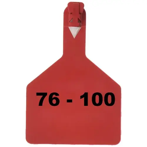 Z Tags 1-PC Pre-Numbered Laser Print Cow Tags, Numbers from 76 - 100, Red Z Tags 1-PC Pre-Numbered Laser Print Cow Tags, Numbers from 76 - 100, Red