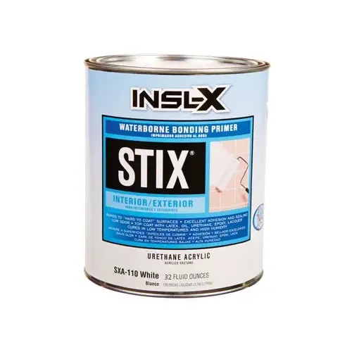 Bonding Primer Stix White Flat Water-Based Acrylic Urethane 1 qt White - pack of 4