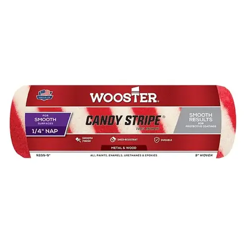 Paint Roller Cover, 1/4 in Thick Nap, 9 in L, Woven Mohair Cover Red/White Paint Roller Cover, 1/4 in Thick Nap, 9 in L, Woven Mohair Cover Red/White
