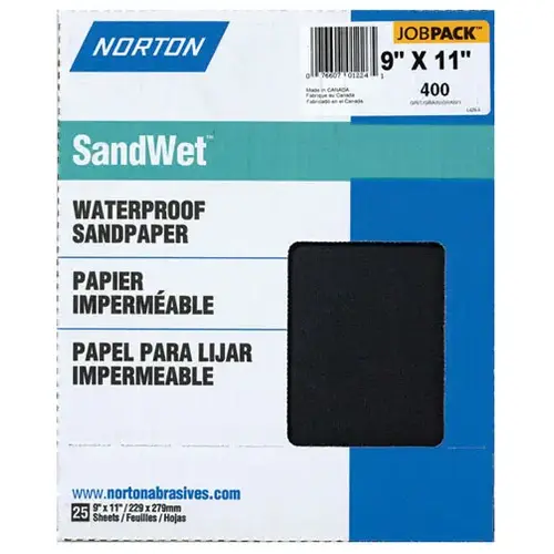 Sanding Sheet, 9 in L, 11 in W, 400A Grit, Super Fine, Aluminum Oxide Abrasive - pack of 25 Sanding Sheet, 9 in L, 11 in W, 400A Grit, Super Fine, Aluminum Oxide Abrasive - pack of 25