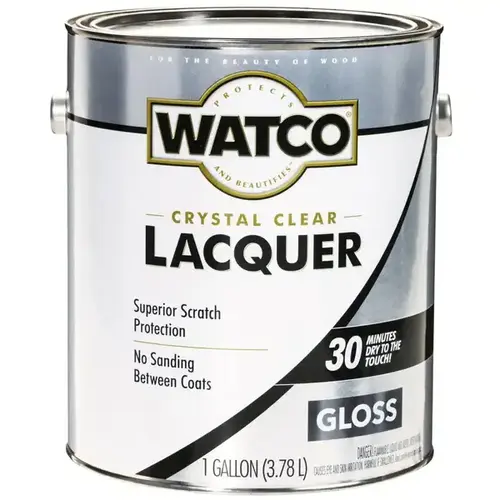 Lacquer Clear Wood Finish, Gloss, Liquid, Clear, 1 gal, Can - pack of 2 Lacquer Clear Wood Finish, Gloss, Liquid, Clear, 1 gal, Can - pack of 2