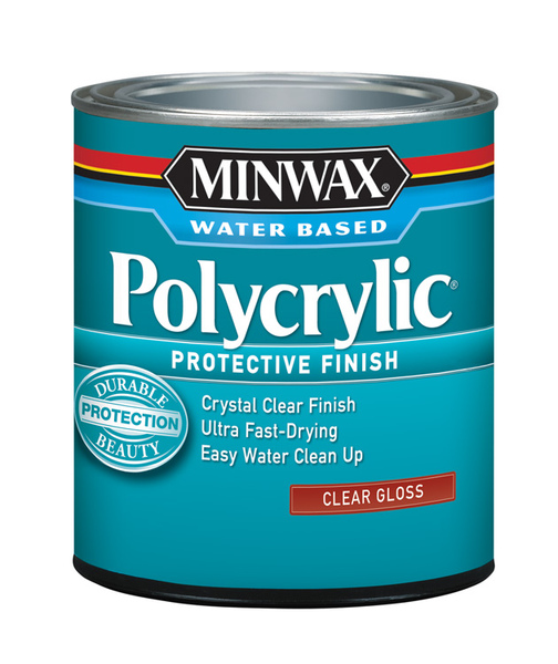 Minwax 65555444 Polycrylic Protective Finish Paint, Gloss, Liquid, Crystal Clear, 1 qt, Can