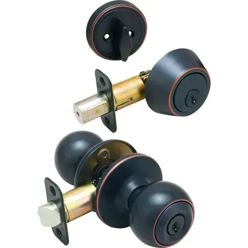 Helena Combo Keyed Lockset & Single Cylinder Deadbolt Classic Bronze Helena Combo Keyed Lockset & Single Cylinder Deadbolt Classic Bronze