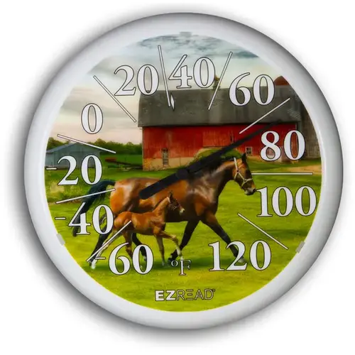 Thermometer Indoor/Outdoor Dial 13.25" Horses Thermometer Indoor/Outdoor Dial 13.25" Horses