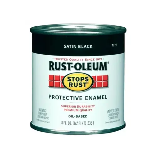 STOPS RUST Protective Enamel, Satin, Black, 0.5 pt Can STOPS RUST Protective Enamel, Satin, Black, 0.5 pt Can