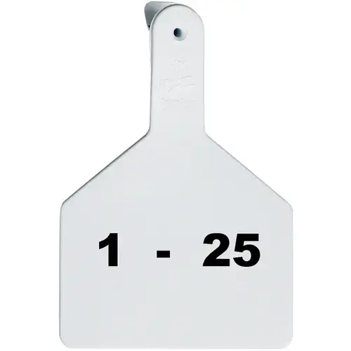 Z Tags 1-PC Pre-Numbered Laser Print Cow Tags, Numbers from 1 - 25, White Z Tags 1-PC Pre-Numbered Laser Print Cow Tags, Numbers from 1 - 25, White