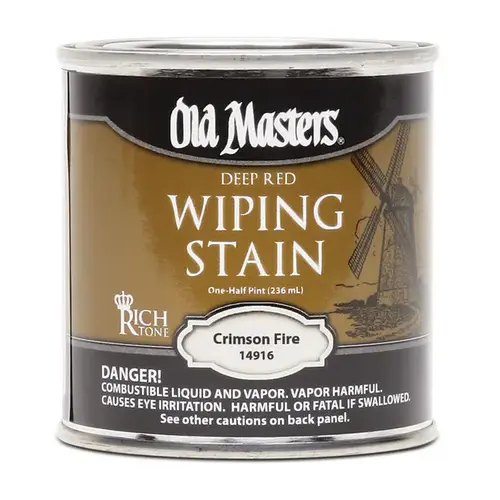 Wiping Stain Semi-Transparent Satin Crimson Fire Oil-Based 0.5 pt Crimson Fire Wiping Stain Semi-Transparent Satin Crimson Fire Oil-Based 0.5 pt Crimson Fire