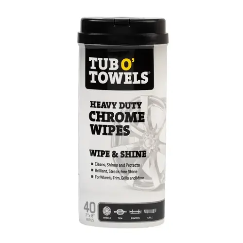 Heavy-Duty Wipes, 8 in L, 7 in W, 40 -Wipes White