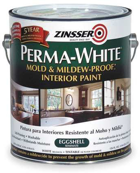 Zinsser 02771 Mold and Mildew-Proof Paint Perma-White Eggshell White Water-Based Interior 1 gal White