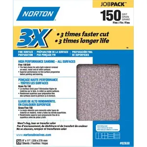 Norton Consumer Products 68171 P150 High Performance Sand Paper - 9 x 11 pack of 20
