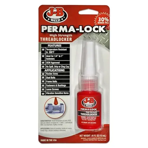 J-B PERM-A-LOCK 13ML. RED THREADLOCKER - pack of 6