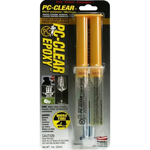 PC-CLEAR Epoxy Adhesive, Clear, Liquid, 1 oz Syringe PC-CLEAR Epoxy Adhesive, Clear, Liquid, 1 oz Syringe