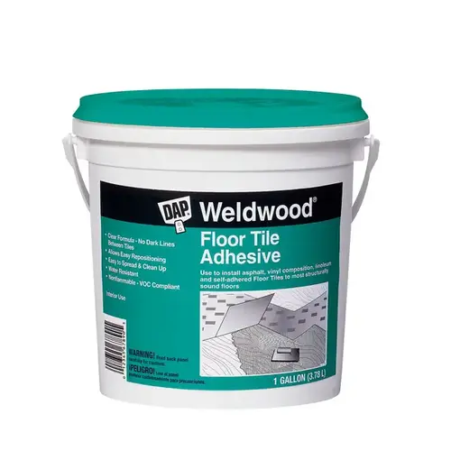 Floor Tile Adhesive, Paste, Slight, Clear, 1 gal Pail