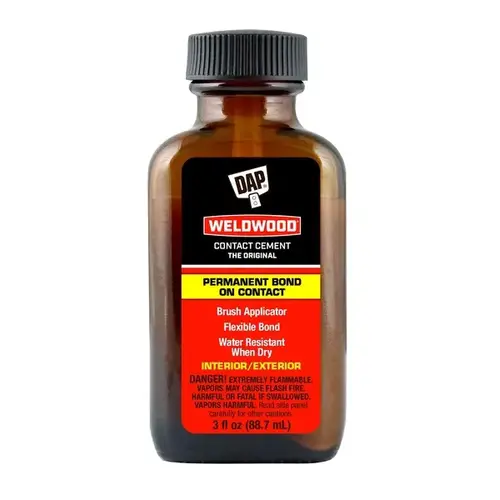 Contact Cement, Liquid, Strong Solvent, Tan, 3 oz Bottle