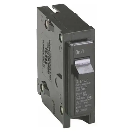 Circuit Breaker, Mini, Type BR, 20 A, 1 -Pole, 120/240 V, Plug Mounting Black