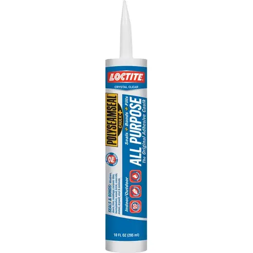 POLYSEAMSEAL Adhesive Caulk, Clear, 24 hr to 2 weeks Curing, 40 to 100 deg F, 10 oz Cartridge
