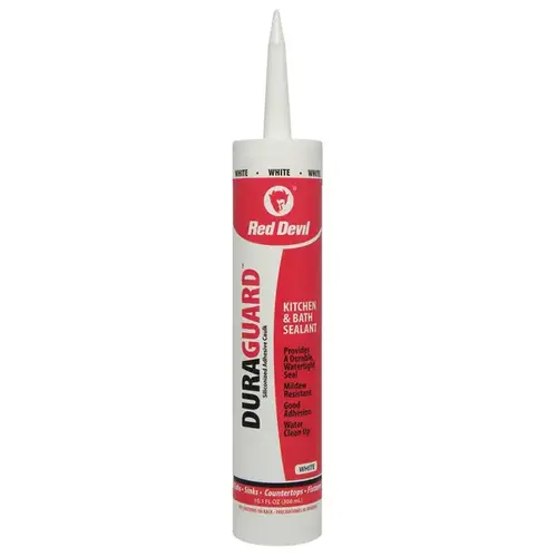 DuraGuard Acrylic Caulk, White, -20 to 180 deg F, 10.1 oz Cartridge