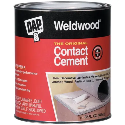 Contact Cement, Liquid, Strong Solvent, Tan, 1 qt Can