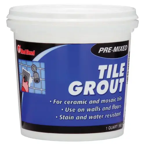 Tile Grout, Paste, Ammonia, Mild Acrylic, White, 1 qt Tub Tile Grout, Paste, Ammonia, Mild Acrylic, White, 1 qt Tub