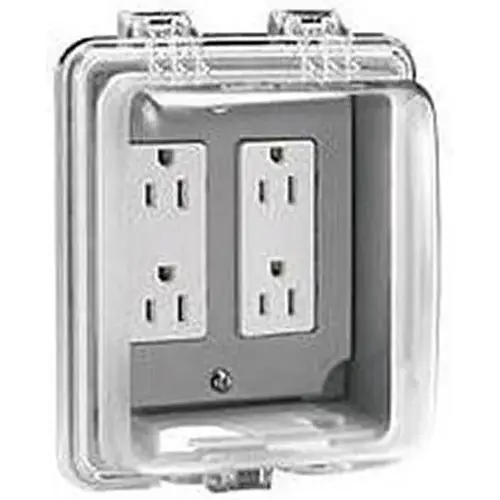 WeatherBox 2-Gang WIU Outlet Cover Gray